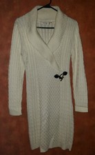 New Calvin Klein Ivory Cable Knit Sweater Dress Fitted M Acrylic