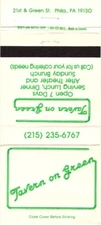 Tavern On Green, Open 7 Days, Serving Lunch, Dinner, Vintage Matchbook Cover