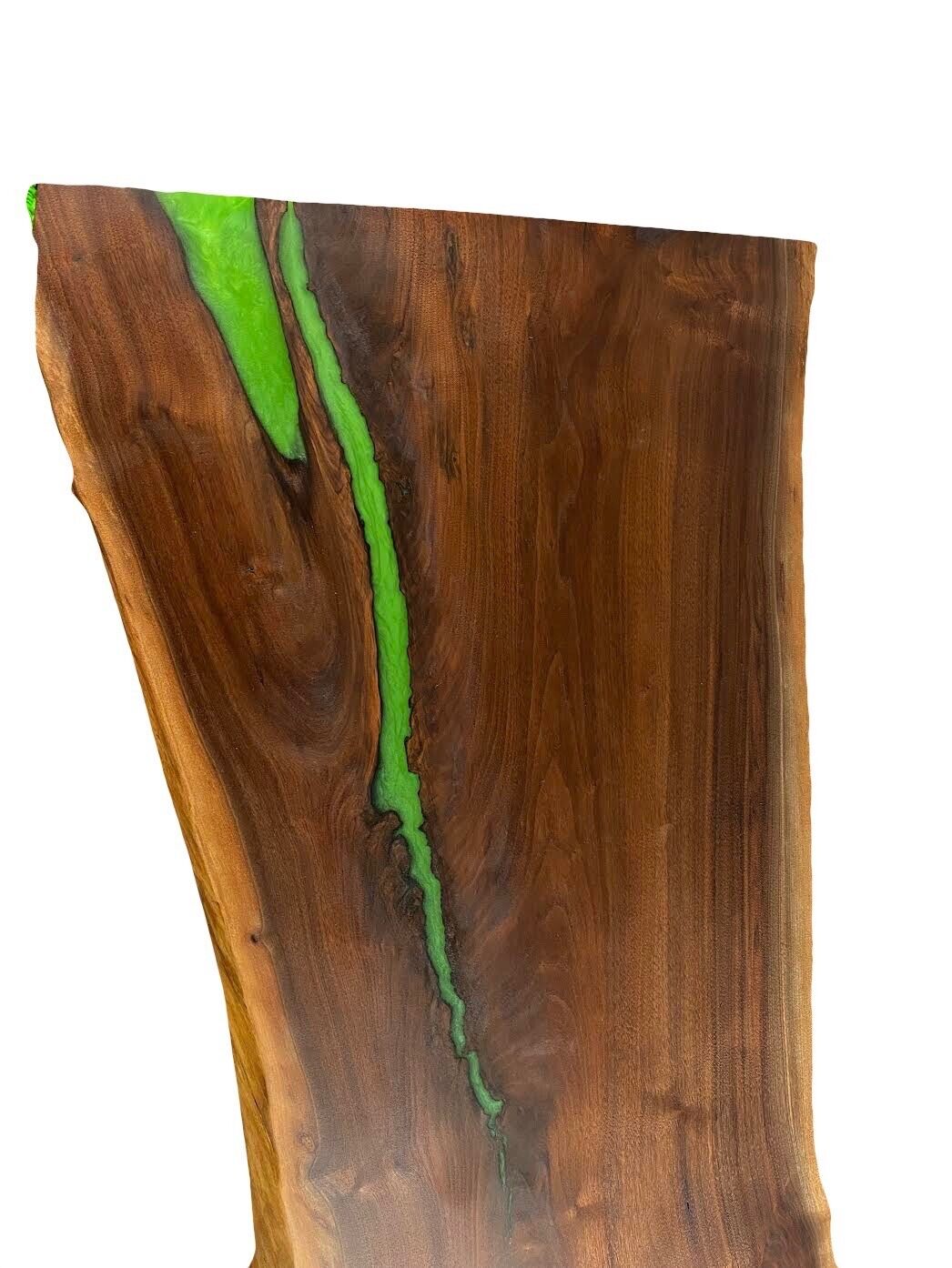 Nature-Inspired Black Walnut & Epoxy Coffee Table with Refreshing Green Accents-image