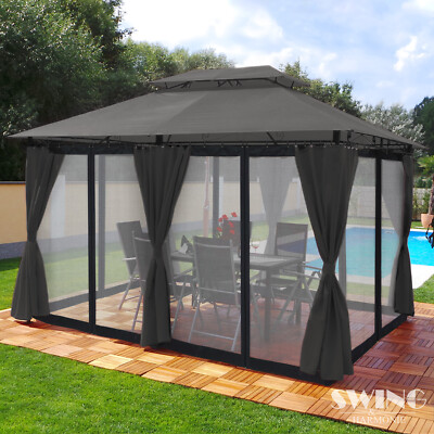 LED Pavillon 3x4m Garten Designer Pavillion Partyzelt Gartenzelt  Moskitonetz | eBay.de