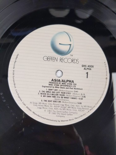 Vintage Asia - Alpha LP Vinyl Record 1983 Geffen Records GHS 4008 - Picture 7 of 10