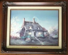 Marty Bell- 1988 Canvas "Lullaby Cottage" Framed LE 35/1500 17" x 21" COA