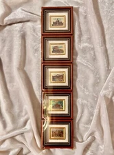 Set of 5 Mini Italian Chromolithography Art Prints w/ 23K Gold Accents- SEALED