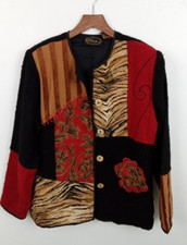 Vintage Women's Alex Kim Multicoloured Shoulder Pads Blazer Size M Used F2