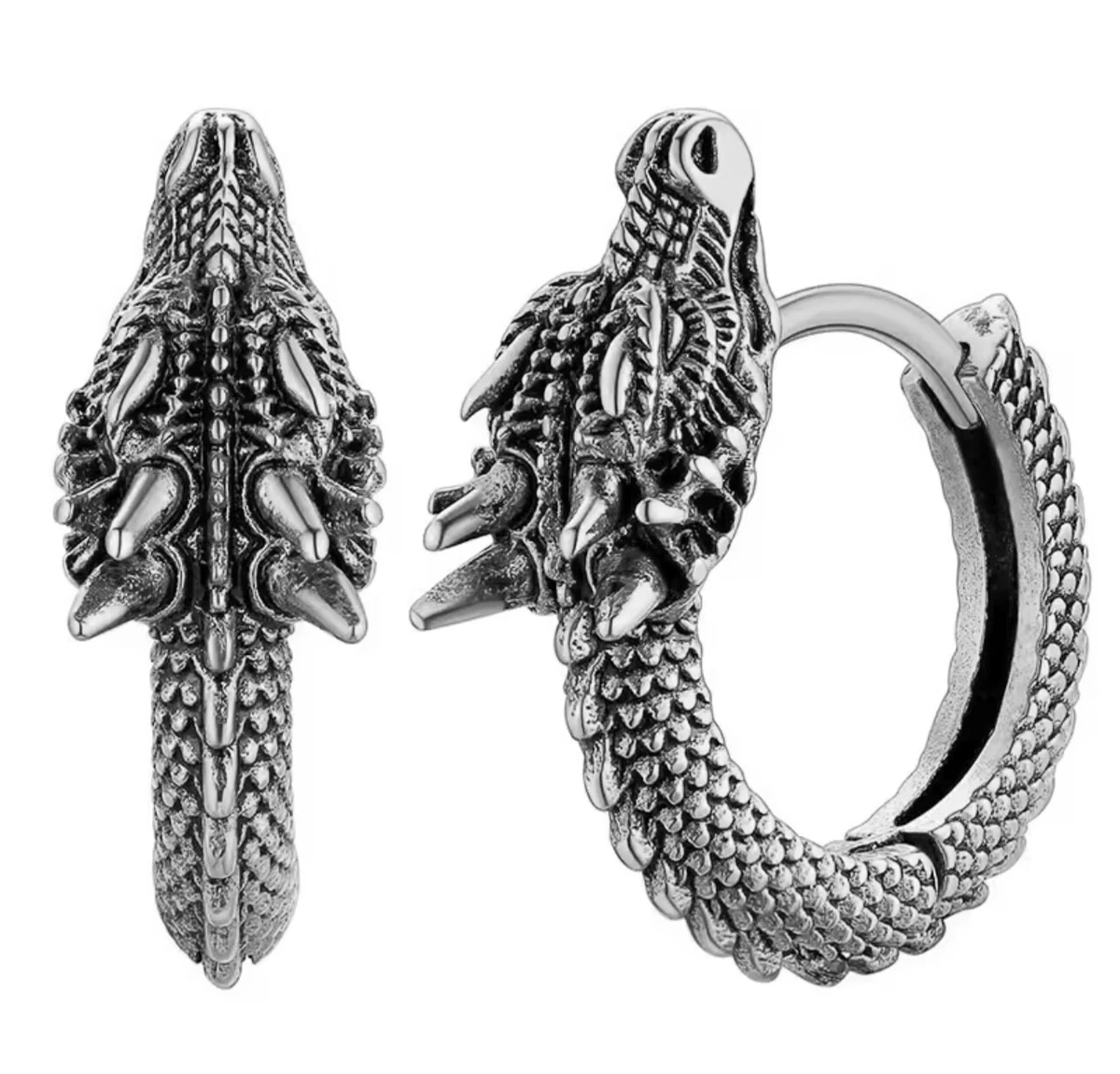 Orecchini Lunghi In Argento Tibetano A Forma Di Drago - Nuovi Con Etichette, Stile Boho - Foto 5