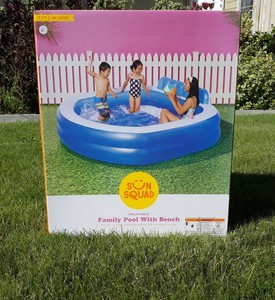 sun squad inflatable pool with bench