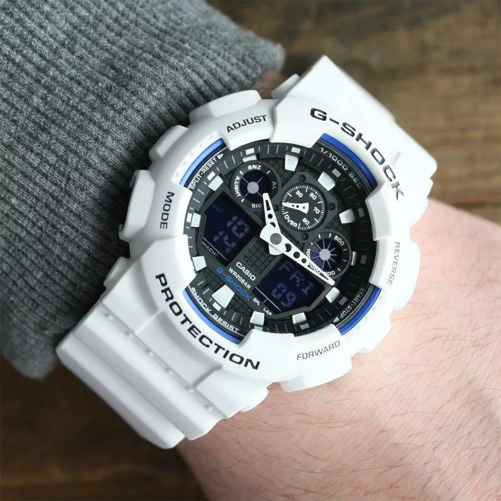 Casio G-Shock GA-100B-7A Matte White Resin Analog Digital Men\'s Sport Watch  | eBay