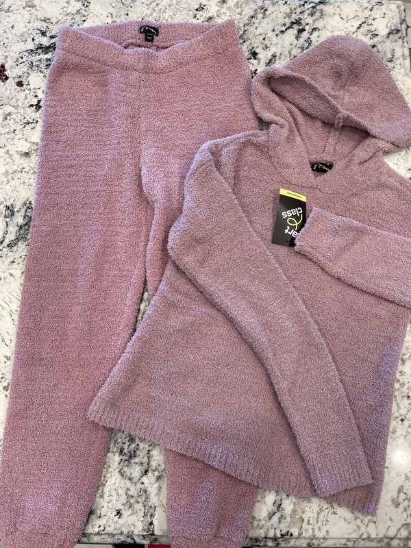 2pc Art Class Purple Lavender Fuzzy Hoodie XL 14/16 Matching Joggers L 10/12