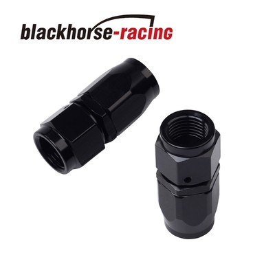2PC Black AN 10 Straight Aluminum Swivel Oil Fuel Line Hose End Fitting 10-AN