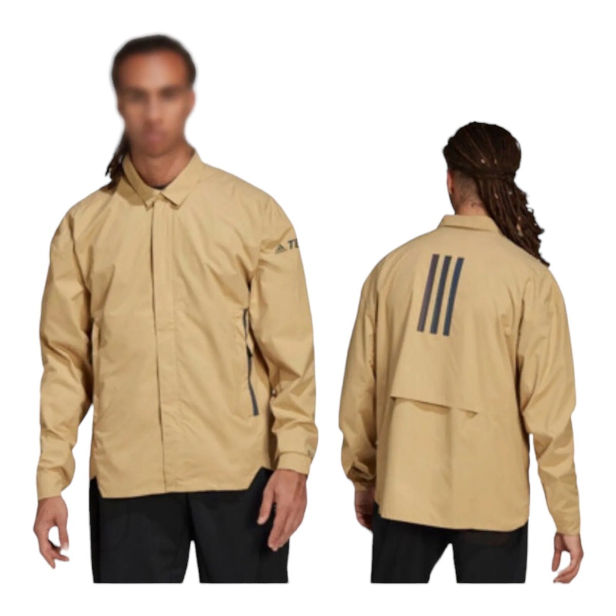 Men's adidas Terrex C Myshelter W.r Logo Stripe Jacket Khaki