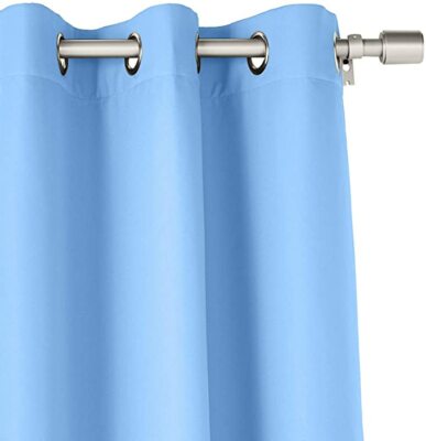 Amazon Basics Room Blackout Window Curtain 42 x 63  Azure Blue One Panel