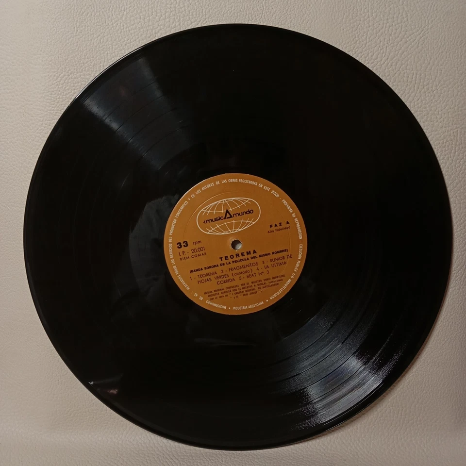 Teorema - Ennio Morricone OST Argentina Pressing LP Vinyl Record - Image 3 of 4