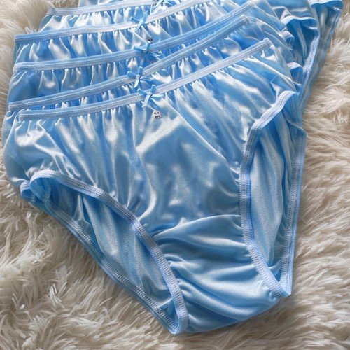 7 Blue Bikini Panties Women Underwear Light Nylon Silky Soft Briefs Hip38"-42"XL - Picture 3 of 8