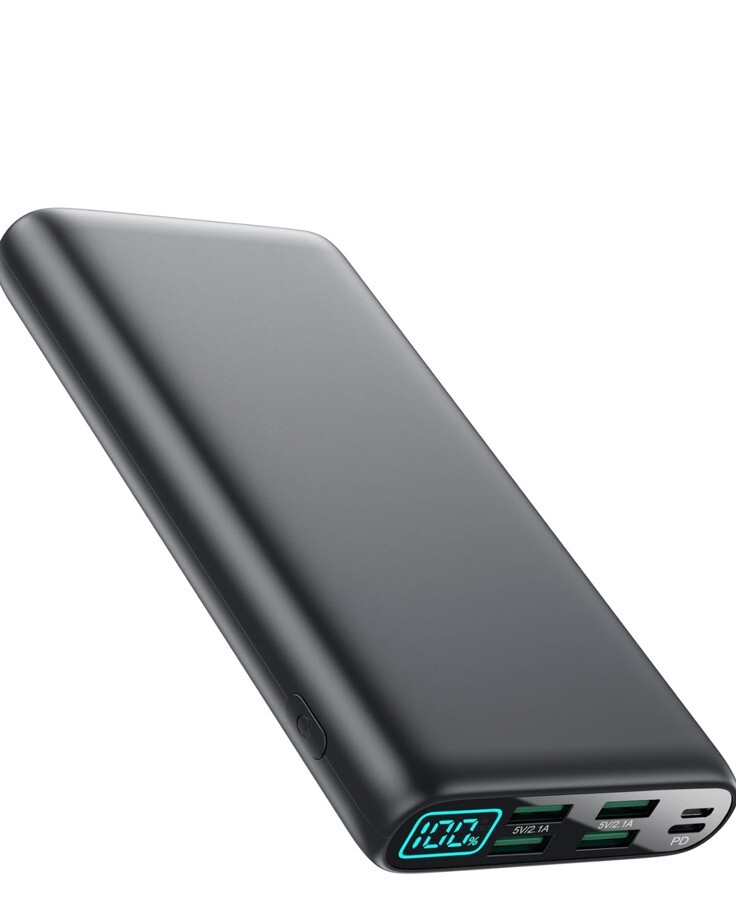 High-Capacity 38800mAh Portable Charger with LCD Display & 5 USB Outputs - Black-image