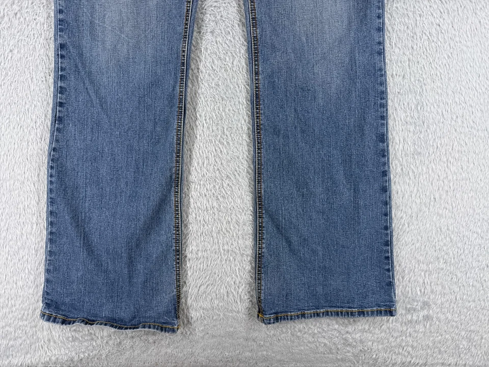 Pantalones de mezclilla Fabulosity para mujer 13 azul lavado medio corte bota tiro medio algodón 30x31 Foto 2 de 4