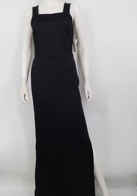 NWT ABS  by Allen Schwartz Prom Cocktail Maxi Black Dress Cut Out Back Size M