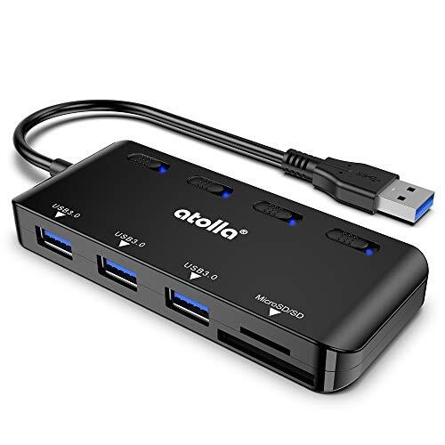 USB SD Card Reader, USB Hub with Sd/Micro SD Card Reader, USB Splitter with 3 U