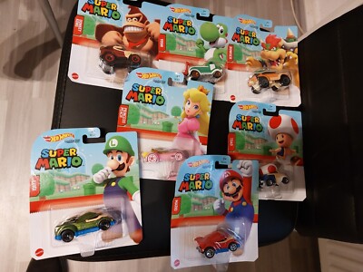 Hot wheels Character Cars Super Mario Set 7 Stück Peach Mario Luigi Yoshi Toad..