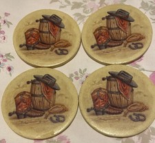 Western Coasters Set Of 4 Absorbent Boots Stetson Spurs Rope Horse Shoes Barrel