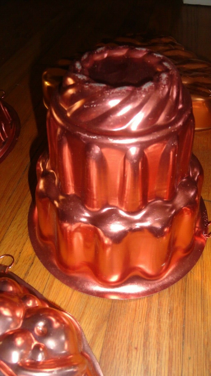 Lot of 5 Vintage Copper Tone Aluminum Bundt Baking Jello Molds Wall
