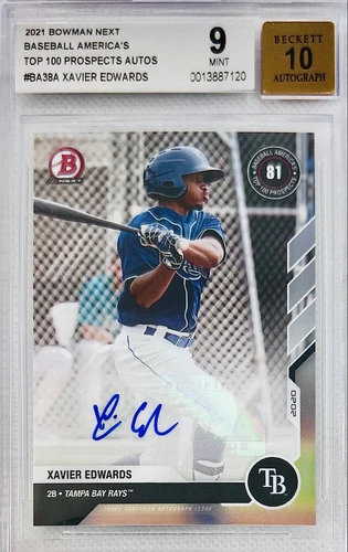2021 Bowman Next Xavier Edwards BBA Top 100 Auto SP BGS 9/10 Nice