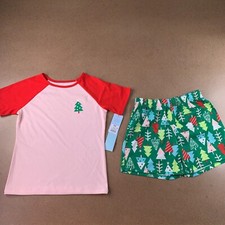 Cat  Jack Girls Medium 8 Christmas Tree Print 2 Piece Pajama Short Set NWT