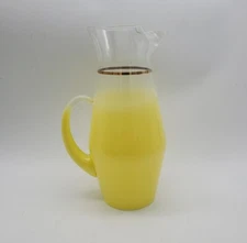 Blendo Vintage West Virginia Glass Yellow Gold Pitcher 9" MCM