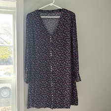 Madewell Button-Front Mini Dress in Petite Blooms Women’s Blue Floral Spring XS