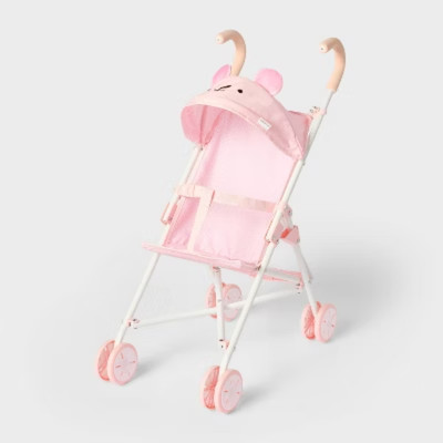 Pink Dot Bear Fold-Up Doll Stroller for 14'' - 16'' Dolls - Gigglescape&#