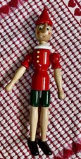 Vintage Wooden PINOCCHIO Jointed Moveable Figure Italy 12 Mastro Geppetto