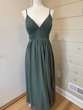Azazie Aaida Corset Chiffon Dress Long Bridesmaid Prom Dusty Sage A8 Fairy