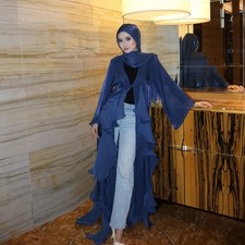 Women Muslim Shiny Open Abaya Cardigan Long Robes Kaftan Islamic Kimono Ramadan