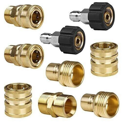 #ad 9Pc Pressure Washer Adapter Set Quick Disconnect Kit M22 Swivel to 3 8#x27;#x27; Connect $25.84