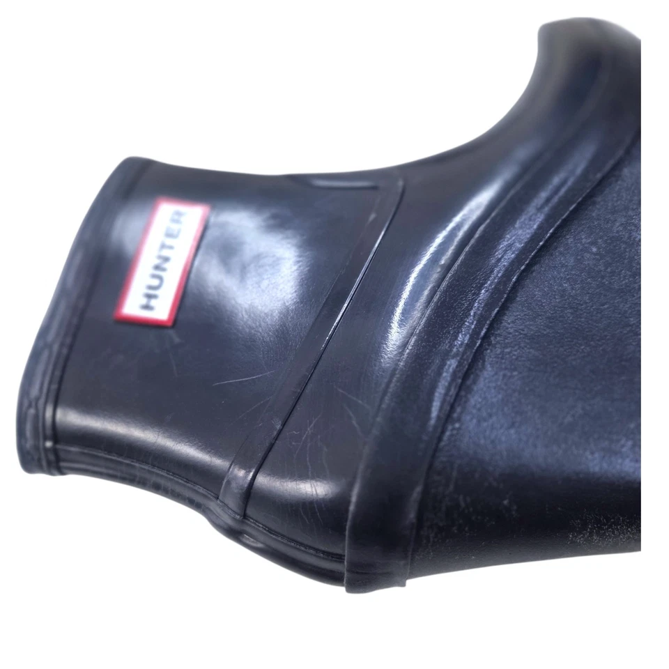 Hunter Aston Brillo Cuña Bota de Lluvia Botines Mujer 6 Azul Marino Tacón de Goma Foto 2 de 4