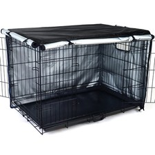 Dog Crate Cover 48 inch, Kennel Cover for Wire Dog Cage, Black