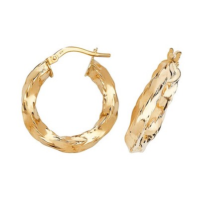 Statement Twist Creolen 9 kt Gelbgold 375 gepunzt 15 mm-50 mm Durchmesser