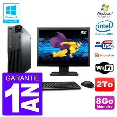 PC LENOVO M82 SFF Bildschirm 22 '' G640 RAM 8Go Scheibe 2To Dvd-Brenner Wifi W7