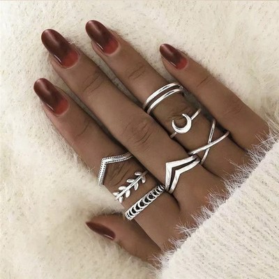 Unisex Finger Rings Set Retro Joint Knuckle Rings With Artificial Gems
