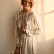 Zimmermann Alchemy Twine Dress Size 0/AU 8/US 4 Ivory Lace Delicate Ethereal