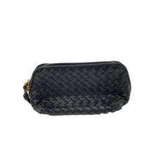 Pochette Bottega Veneta in pelle intrecciata nera autentica