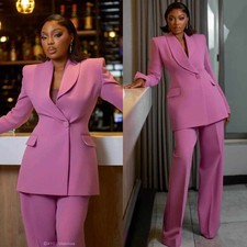 New Women Solid Color Jacket Pant 2 Piece for Ladies Office Business Suits