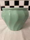 VINTAGE BAUER ROUND SWIRL JARDINIERE PLANTER POT 5" TALL IN LIME GREEN COLOR