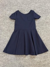 Polo Ralph Lauren Dress Girls 5 Navy Blue Fit Flare Short Sleeve Pony Logo
