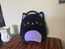 Squishmallows Black Cat Plush Backpack Purple Soft Kawaii Bag