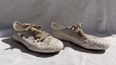 White Sneakers Snakeskin Python Exotic Leather Low Top Shoes by Devi Kroell 38