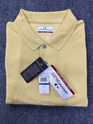 NEW - Grand Slam Performance Men's Golf Polo - Yellow XL