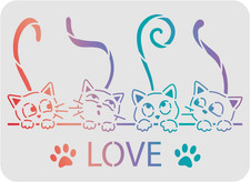 FINGERINSPIRE Cat Stencils - 11.7X8.3 Inch Love Cat  Paw Patterns for Painting