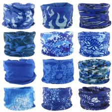 Neck Gaiter Masks Tube Scarf,12PCS Seamless Face Covering Tube Bandanas,Blue ...