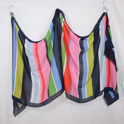 Kate Spade Scarf OS Multicolor Womens Striped Lightweight Wrap