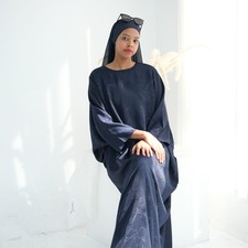 Dubai Women Abaya Muslim Printed Long Dress Modest Kaftan Headscarf Formal Party